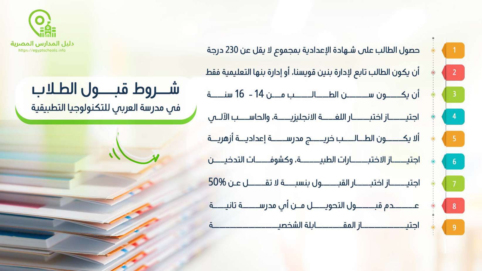 شروط قبول الطلاب في مدرسة العربي للتكنولوجيا التطبيقية