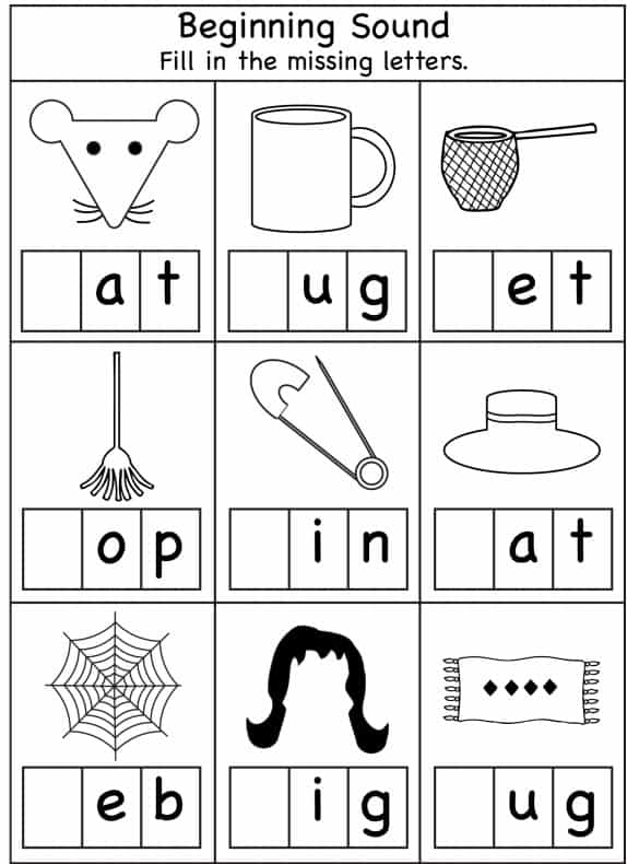 فونكس ورك شيت - Phonics Worksheet (Beginning Sounds)