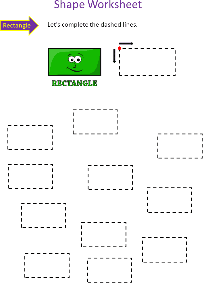 تنقيط الاشكال ورك شيت - Tracing Shapes Worksheet