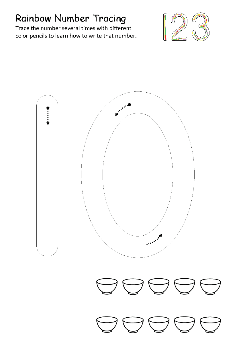 1 to 10 Tracing Worksheet - بيبي كلاس ورك شيت